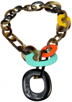 Stunning Hermes Horn and Lacquer Lariat Necklace