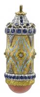 Amazing Gold and Platinum Coral Enamel Sapphire and Diamond Cylindrical Pendant