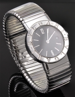 Bulgari Lady's Stainless Steel Tubogas Bangle Braclet Watch