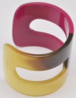 Hermes Fuschia Lacquer and Horn H Cuff