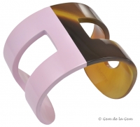Hermes Light Pink Lacquer and Horn H Cuff