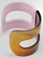 Hermes Light Pink Lacquer and Horn H Cuff