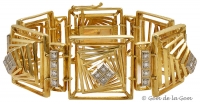 Rare Lalaounis Diamond Gold Geometric Bracelet
