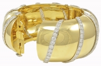 Majestic and Tres Chic Wide Diamond Gold Bangle