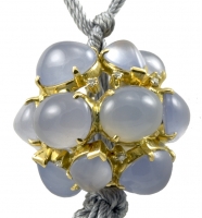 Outstanding Virginia Witbeck Chalcedony Diamond Gold Ball Necklace