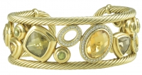 Gorgeous David Yurman Citrine Diamond Gold Mosaic Bracelet Cuff